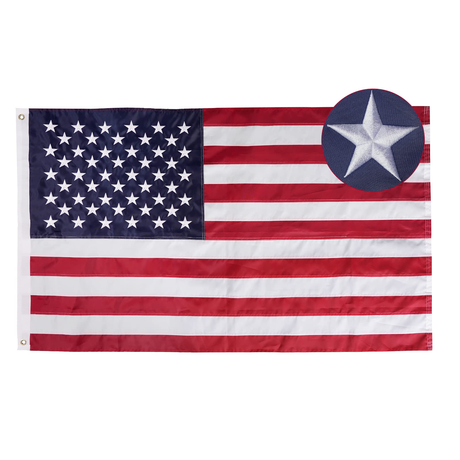 Bradford American Flag 5x8 ft front view with embroidered stars