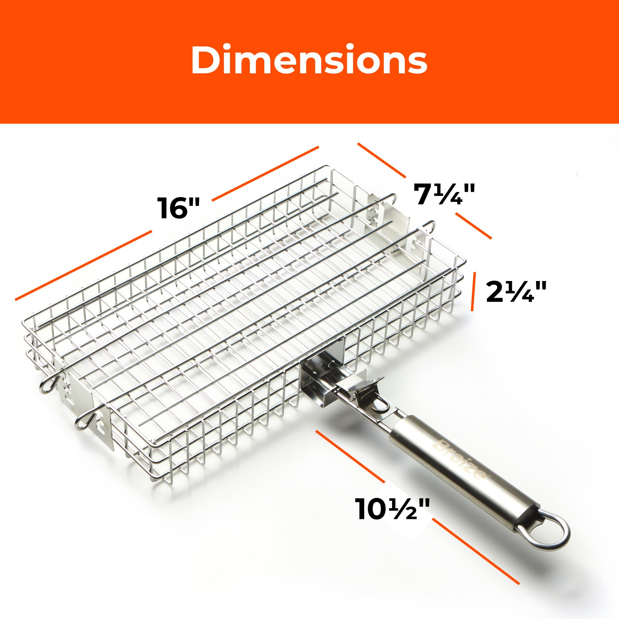 Braize grill basket displaying locking lid feature