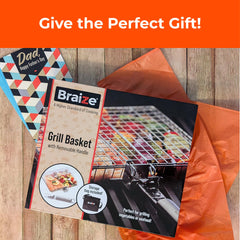 Braize grill basket with silicone basting brush and scrub sponge