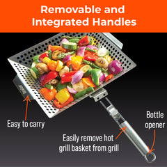 Braize Heavy-Duty Grill Basket on charcoal grill