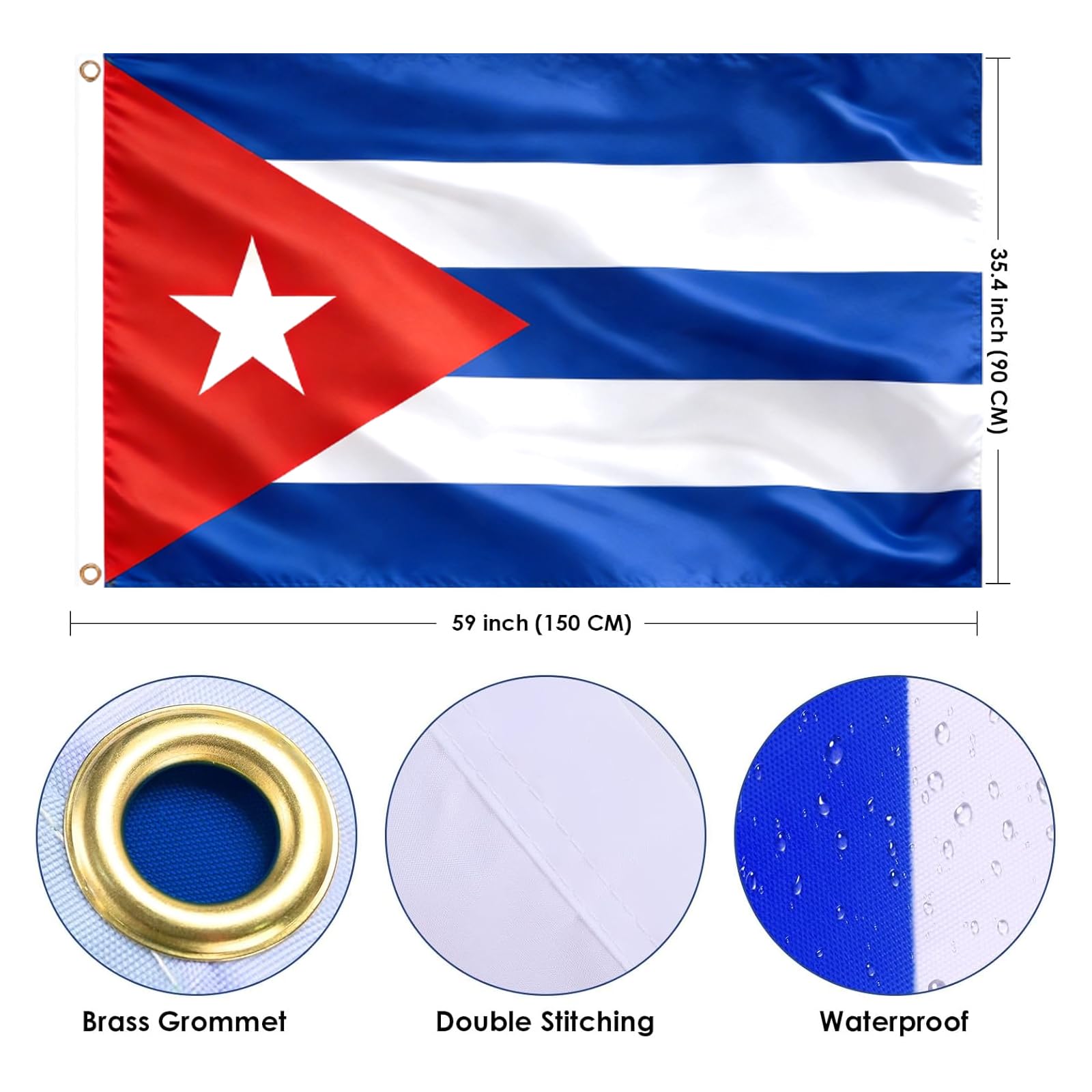 Brass grommet detail on AhfuLife Cuba Flag