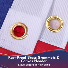 Brass grommets and canvas header of TOPFLAGS flag