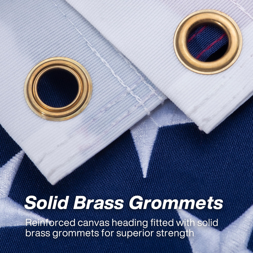Brass grommets on AUYRE American Flag for secure attachment