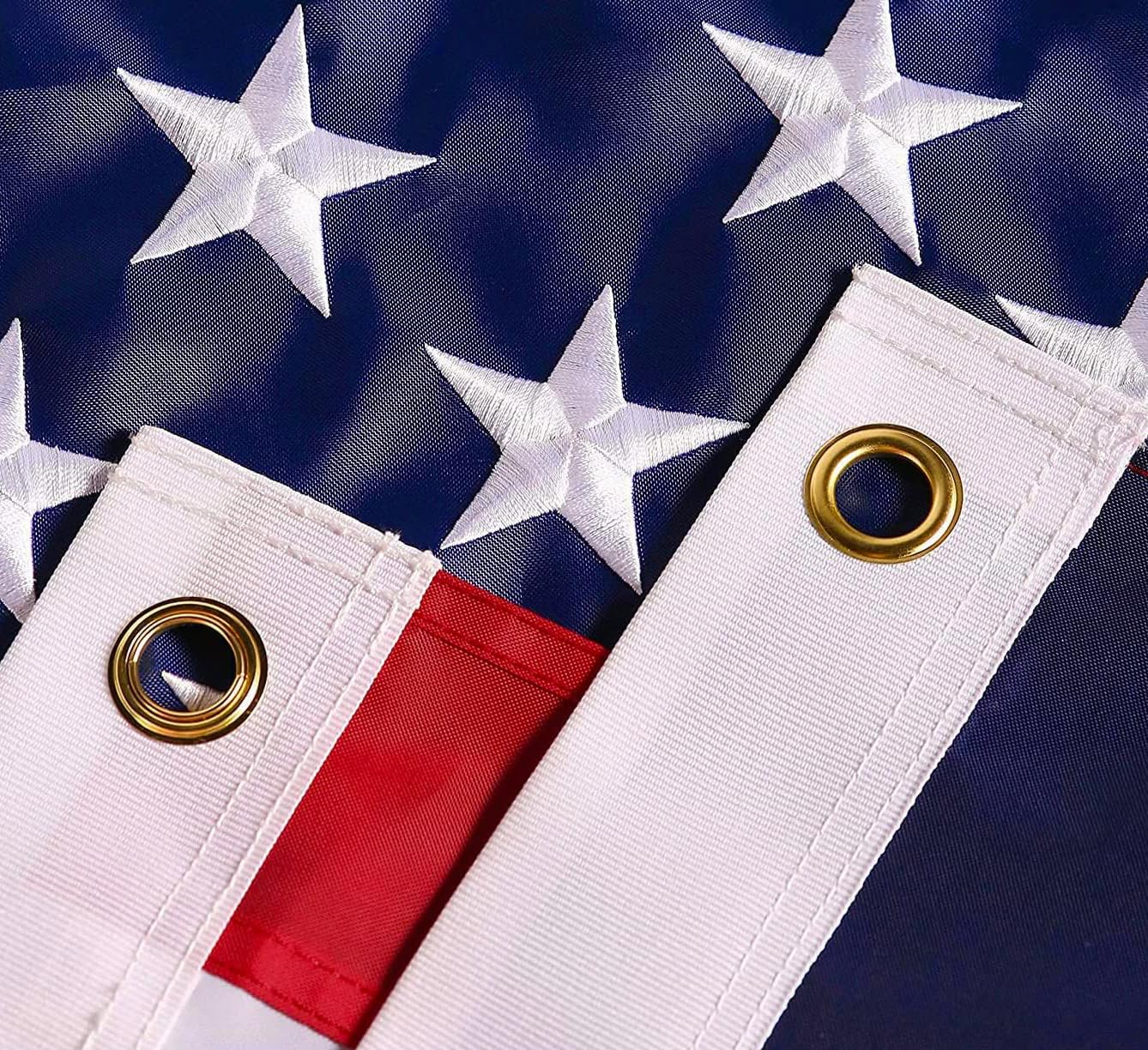 Brass grommets on the DANF FLAG American Flag for secure attachment