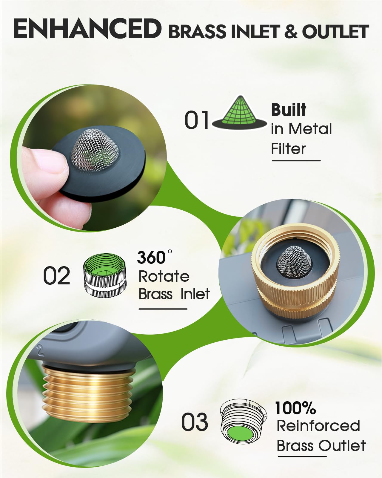 Brass inlet and outlet of Insoma Water Timer