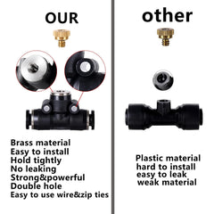 Brass Misting Nozzles with Tee Connectors and Plugs