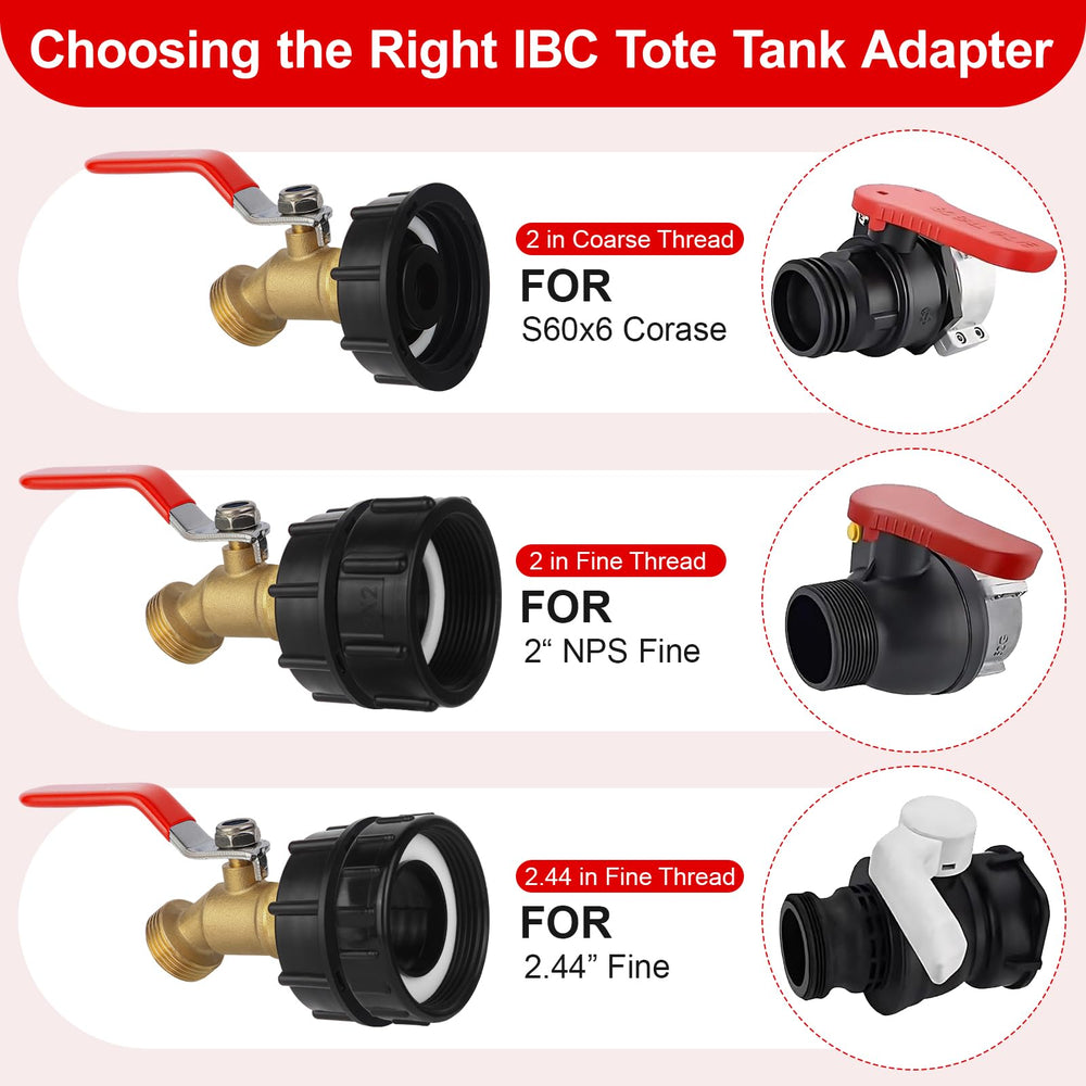 Brass shut-off valve included in VYH IBC Tote Hose Adapter Set