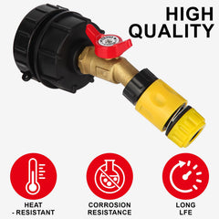 Brass shutoff valve included in VYH IBC Tote Adapter Set