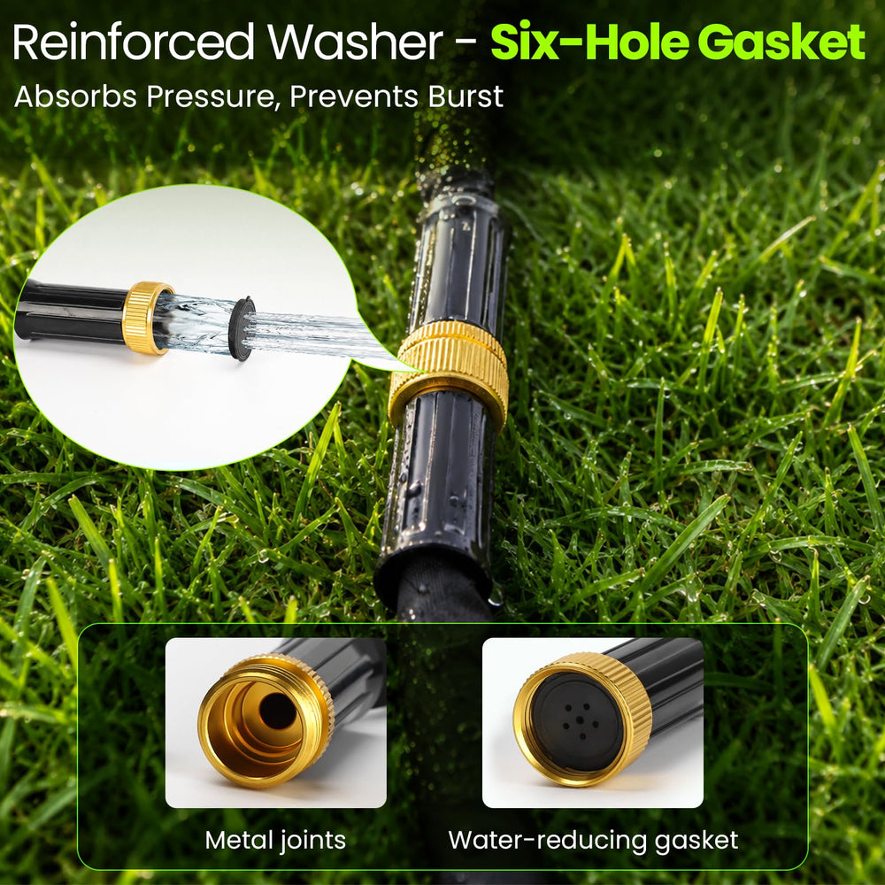 Brass splitter included with Bluepro flat soaker hose