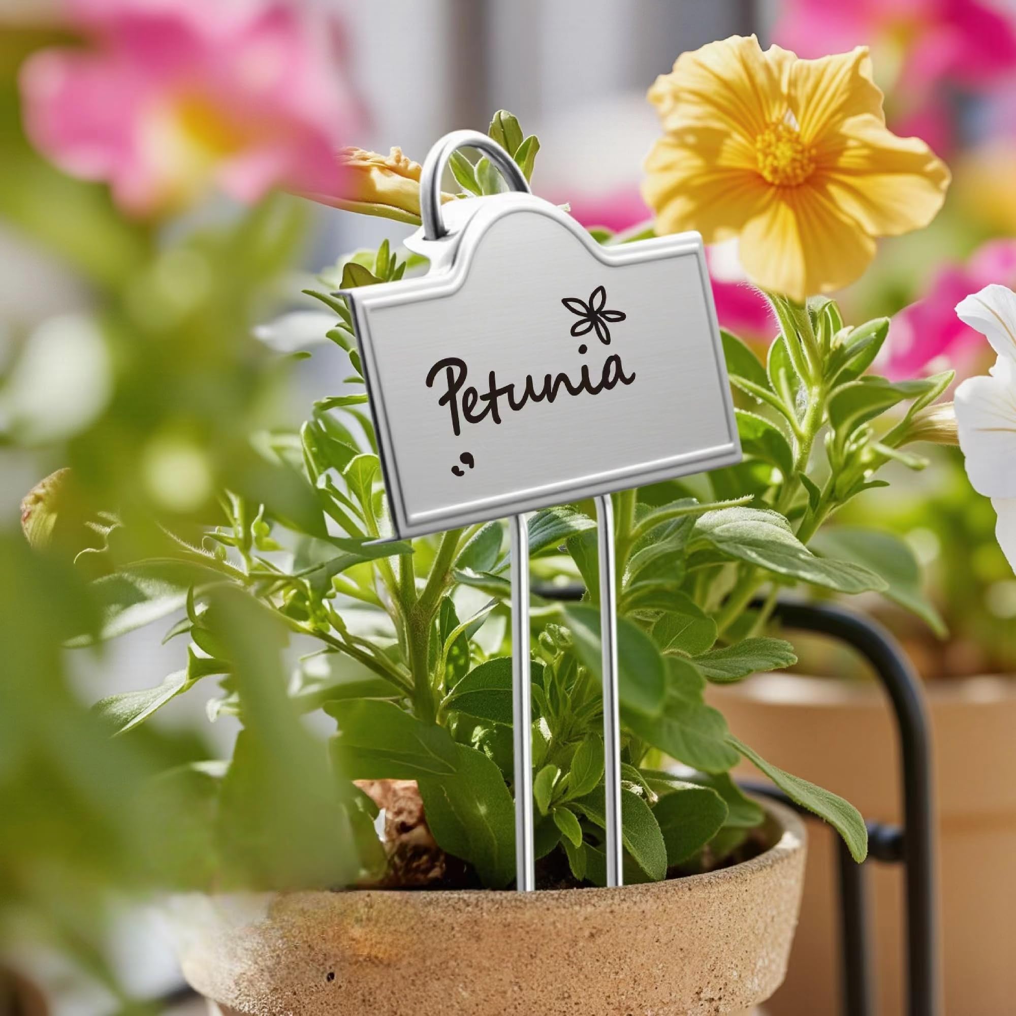 Bravex plant labels arranged on a table