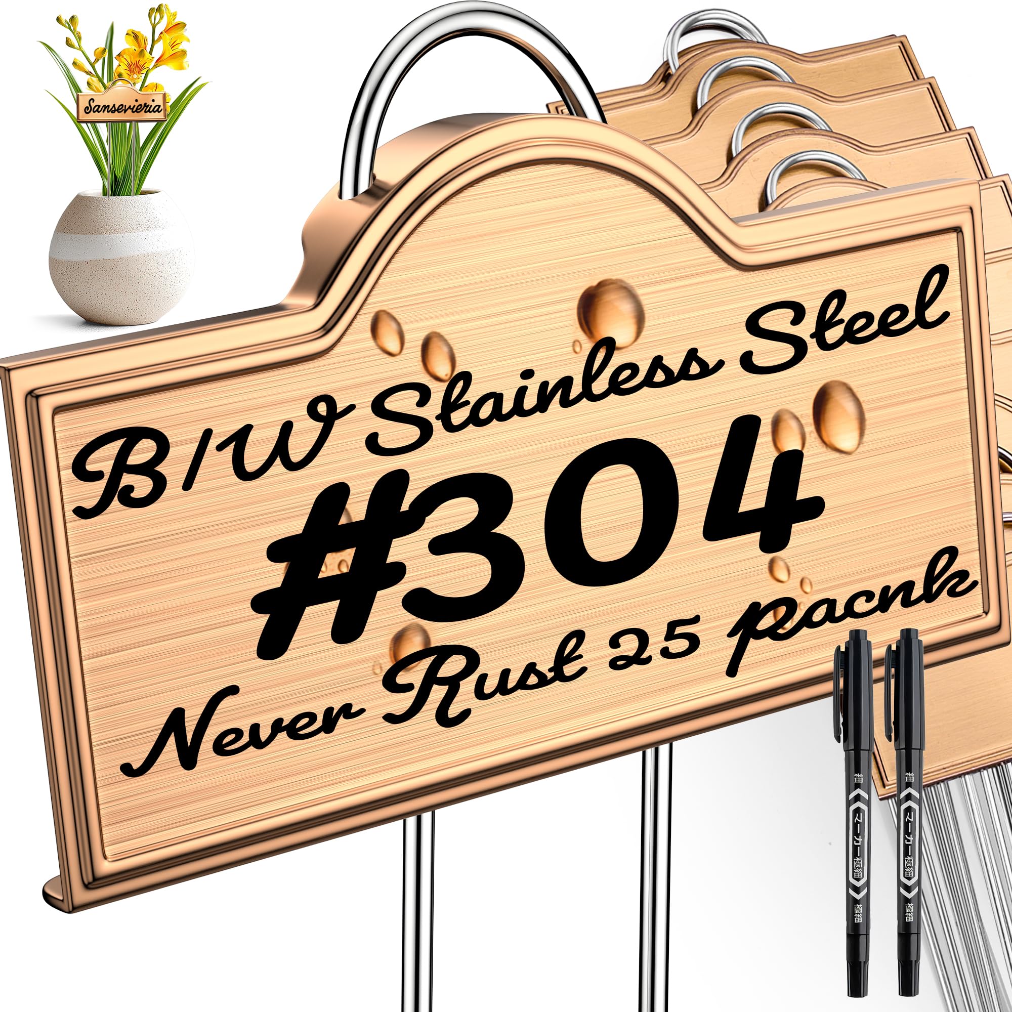 Bravex Stainless Steel Plant Labels 10.75-inch front view