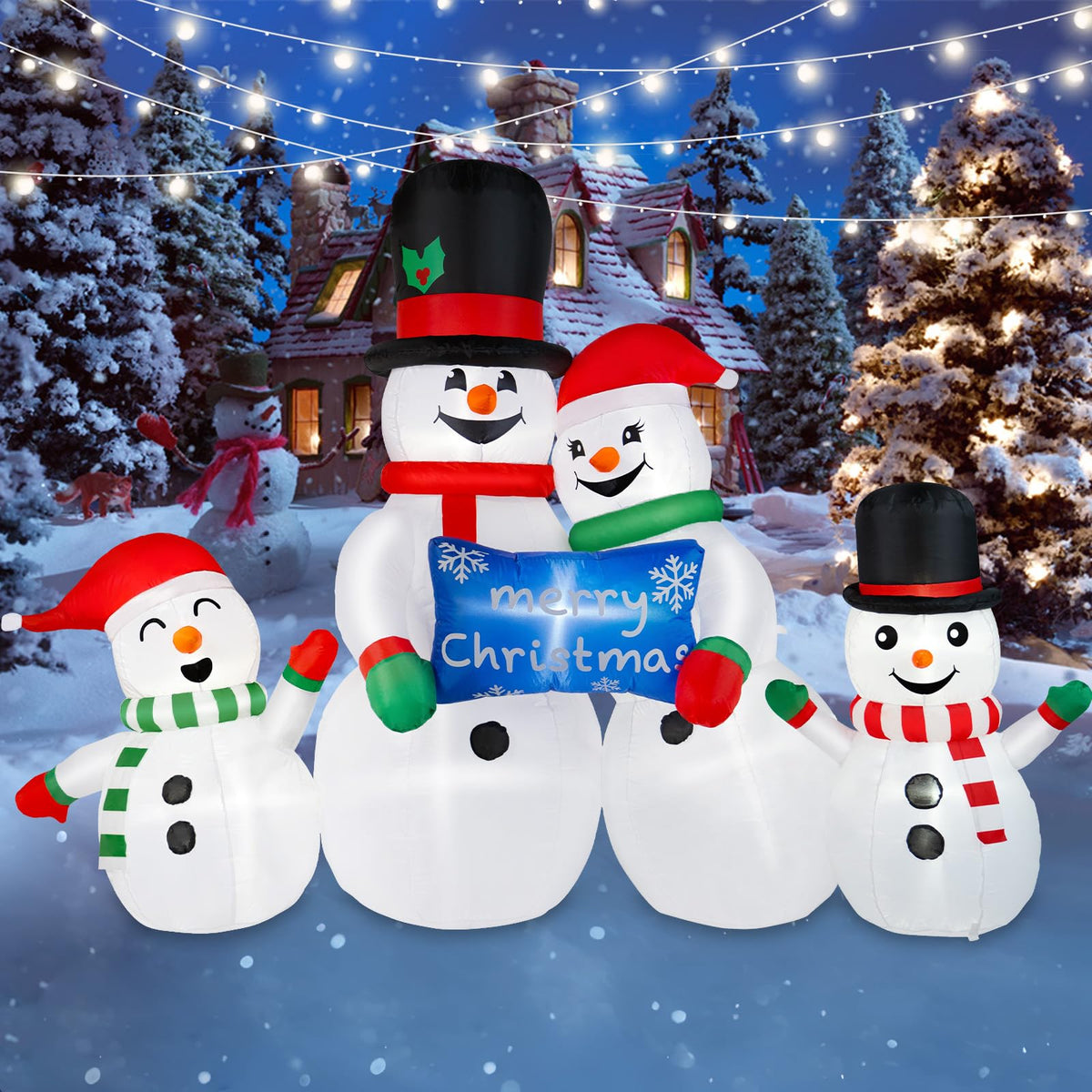 BRDJade 8FT Christmas inflatable snowman front view with LED lights