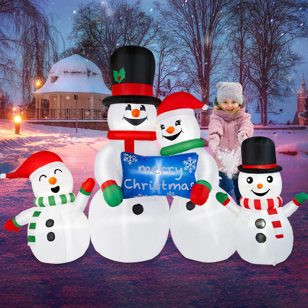 BRDJade inflatable snowman family holding a Christmas sign