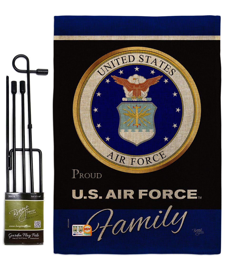 Breeze Decor Air Force Proudly Family Garden Flag front view