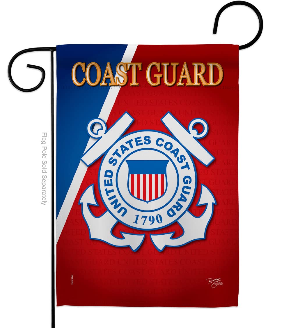 Breeze Decor US Coast Guard Garden Flag front view with double-sided print