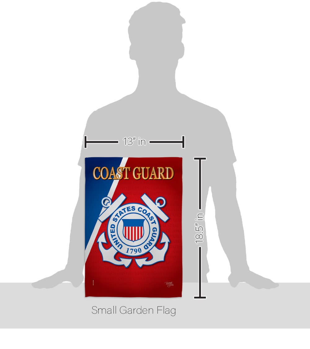 Breeze Decor US Coast Guard Garden Flag side view showcasing sleeve