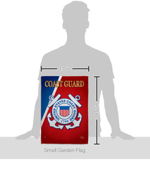 Breeze Decor US Coast Guard Garden Flag side view showcasing sleeve
