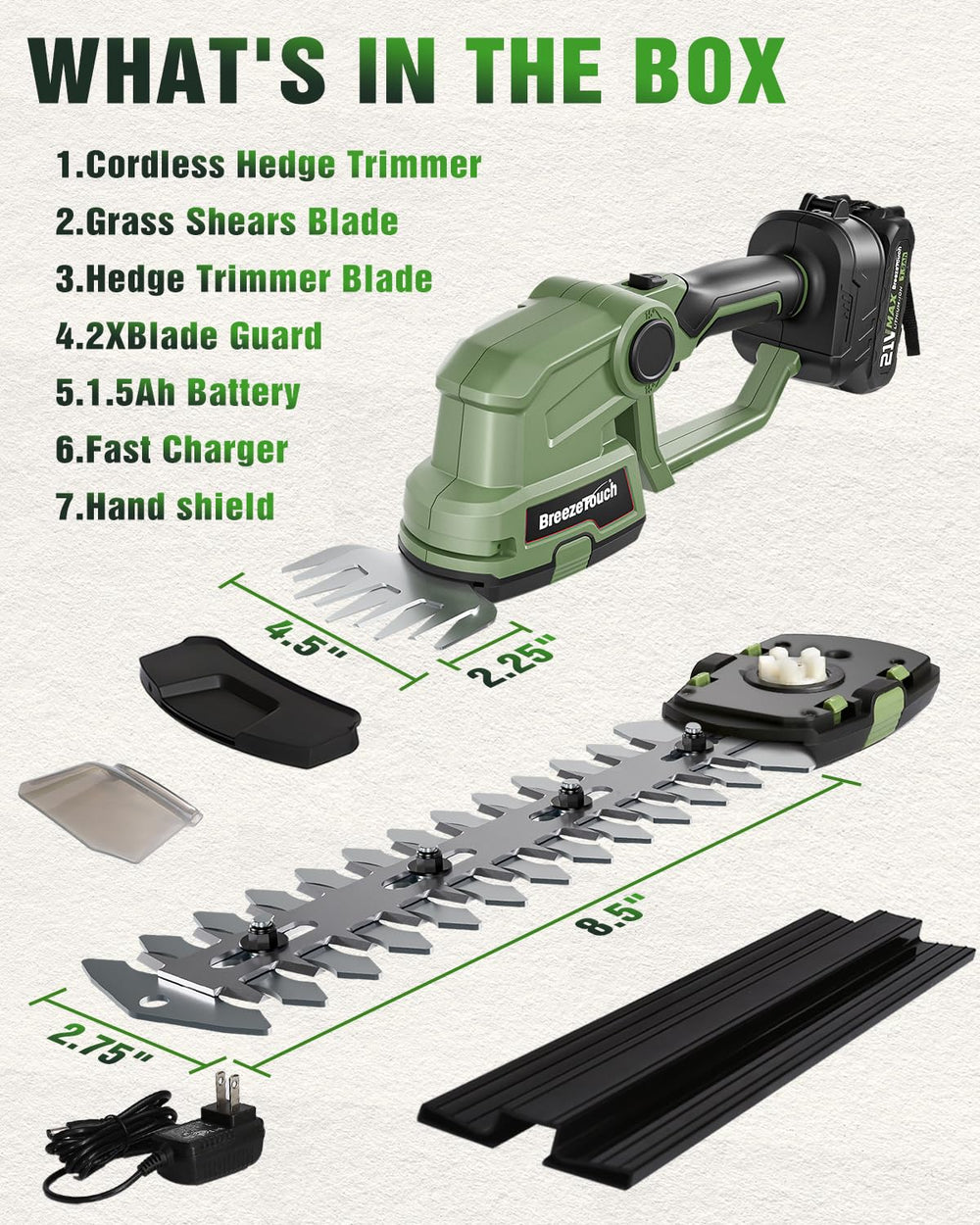 Breeze Touch hedge trimmer package dimensions 36.4 × 15 × 11.4 cm