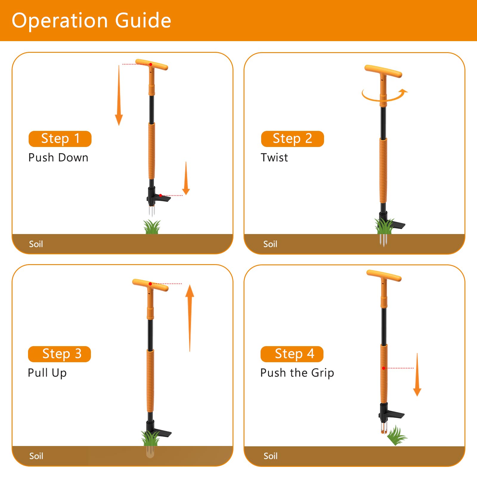BREWIN TOOLS weeder with three sharp pins for gripping weeds