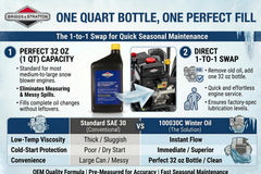Briggs & Stratton 100030C Snow Thrower Oil label close-up
