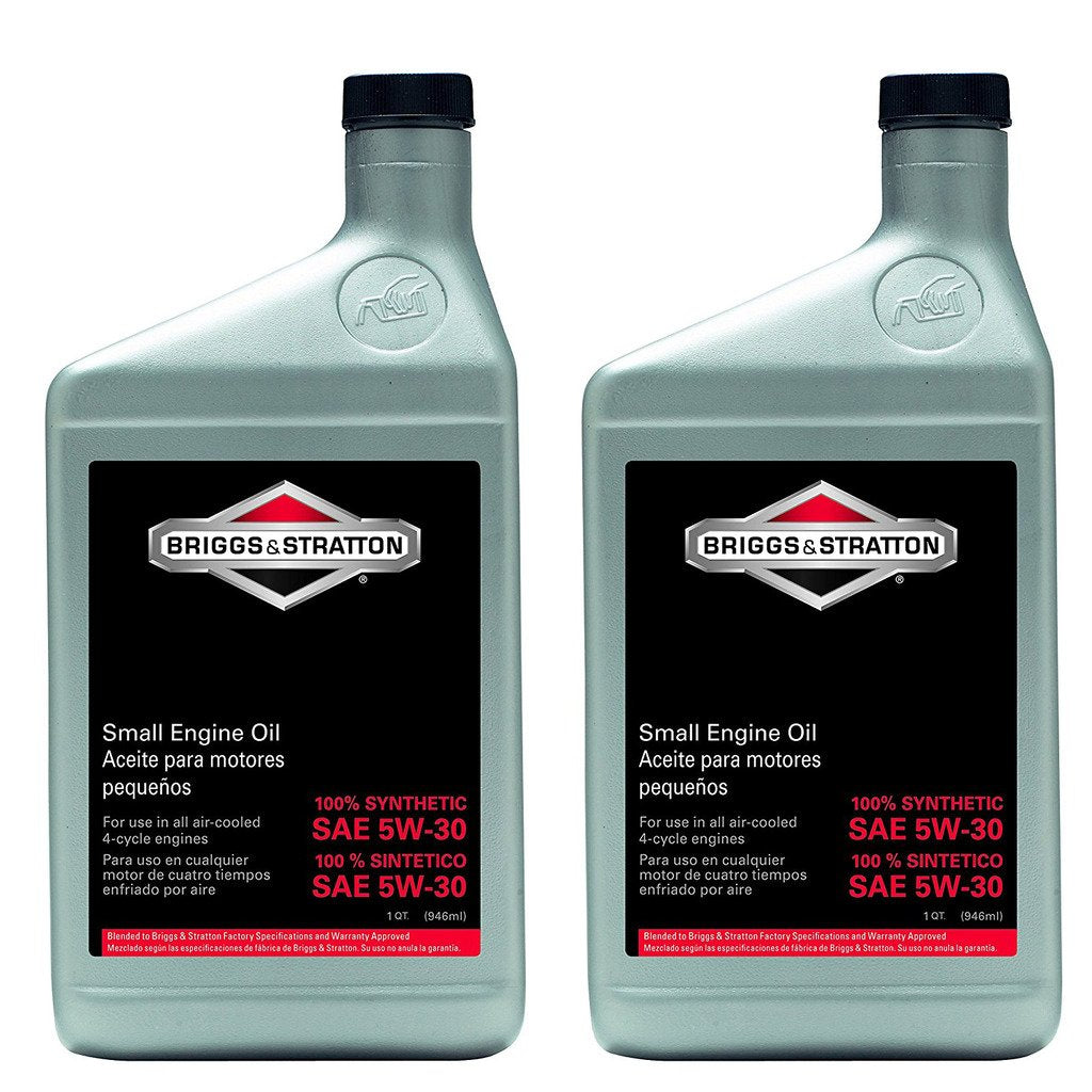 Briggs & Stratton 100074 5W-30 Synthetic Oil back view, ingredient details