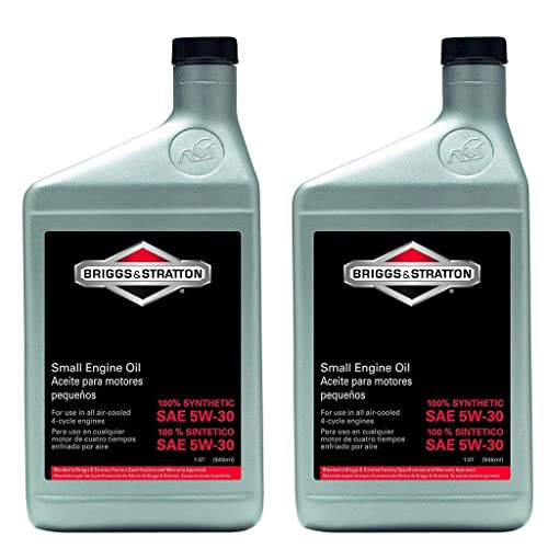 Briggs & Stratton 100074 5W-30 Synthetic Oil pack of two bottles on display