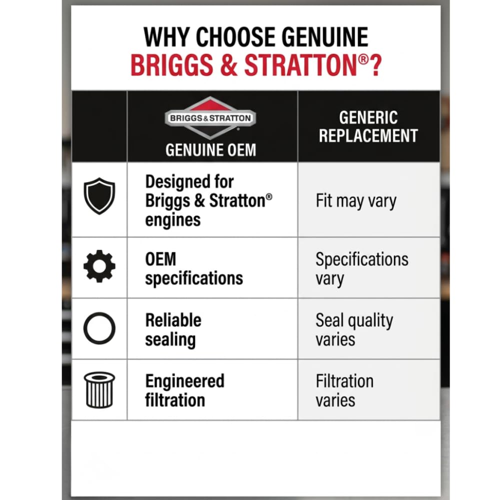 Briggs & Stratton oil filter from above