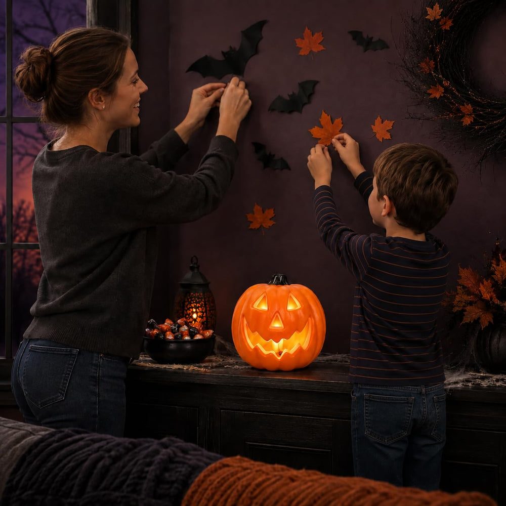 BRIGHTDECK Halloween LED Jack-O-Lantern glowing at night