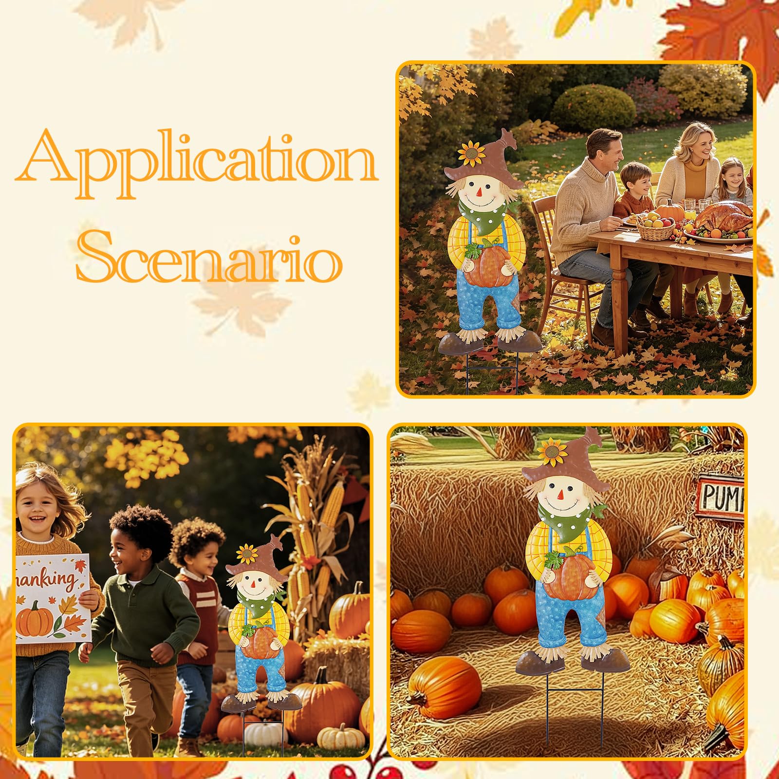 BRIGHTDECK Scarecrow decoration with autumn leaves