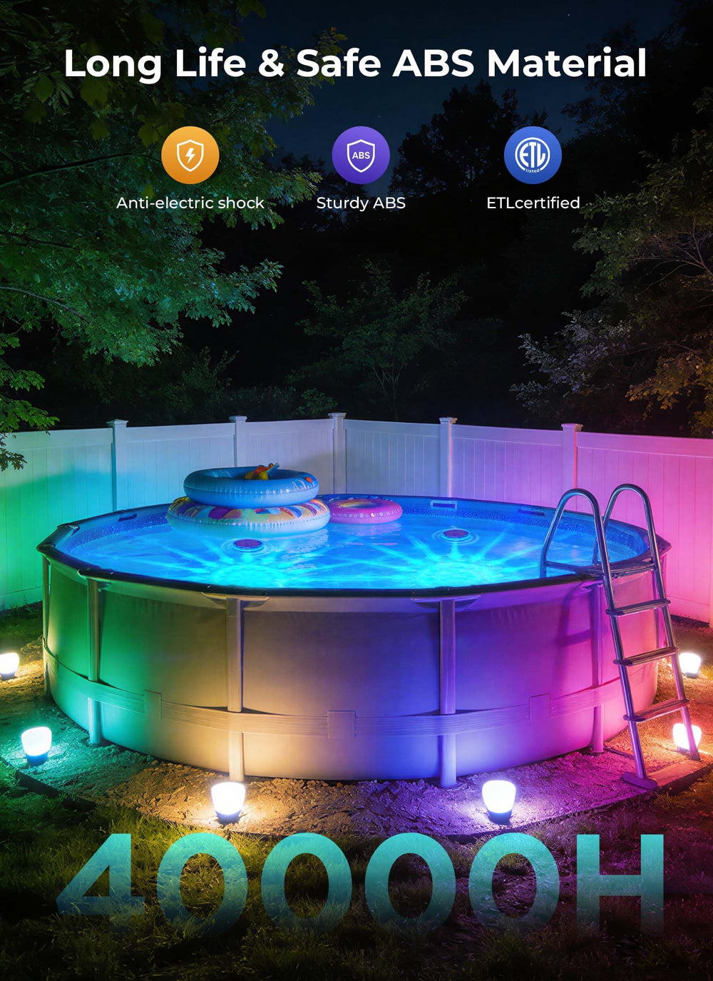 Brightown Floating Solar Pool Lights night view