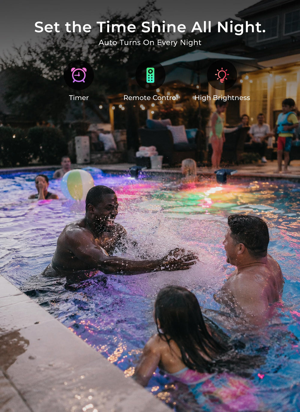 Brightown Solar Pool Light dimensions and packaging