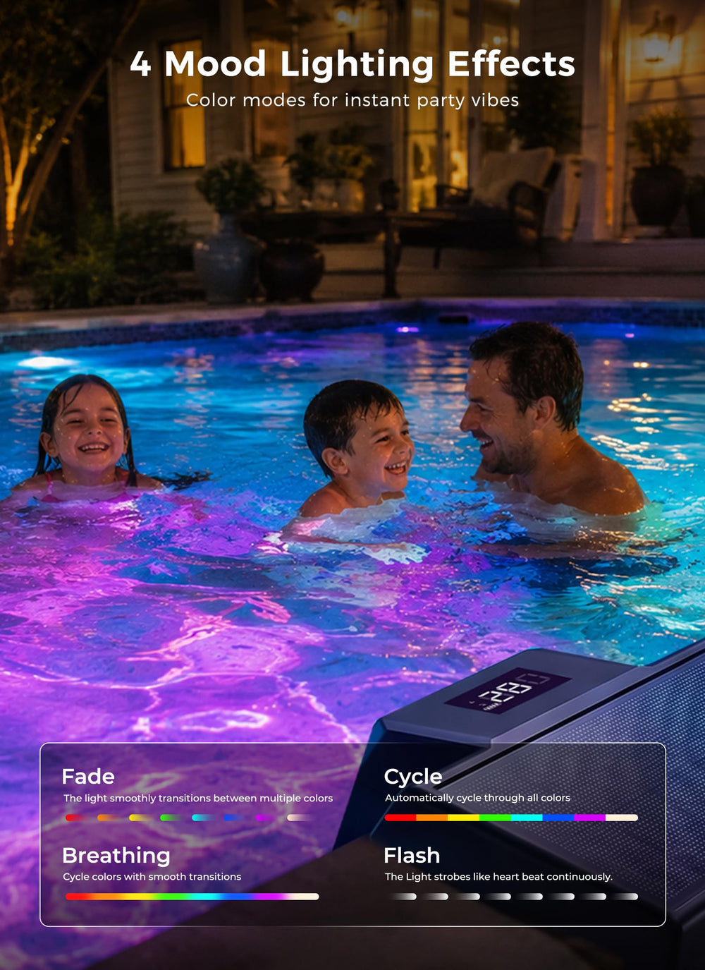 Brightown Solar Pool Light in a backyard setting