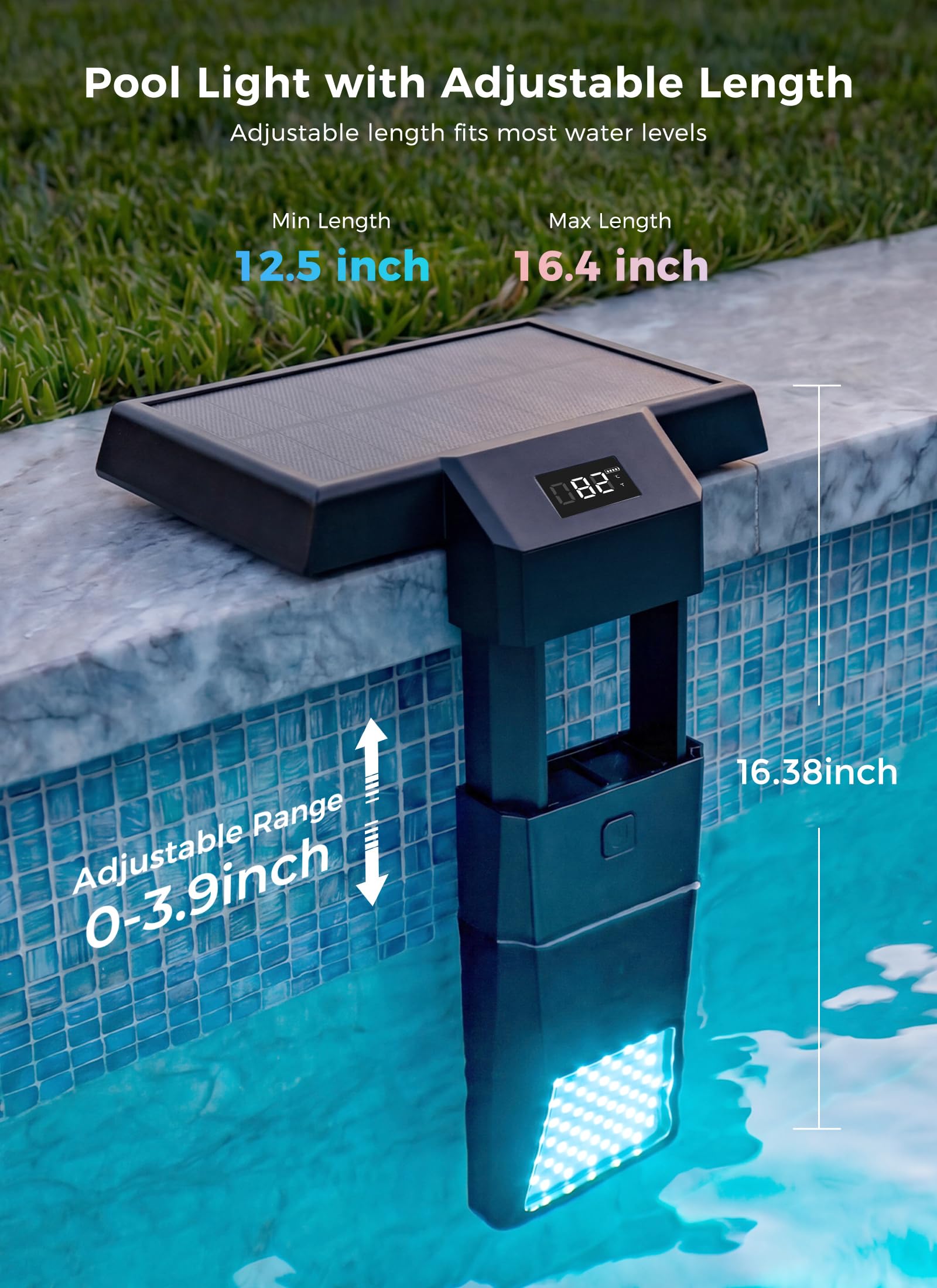 Brightown Solar Pool Light installed on above ground pool