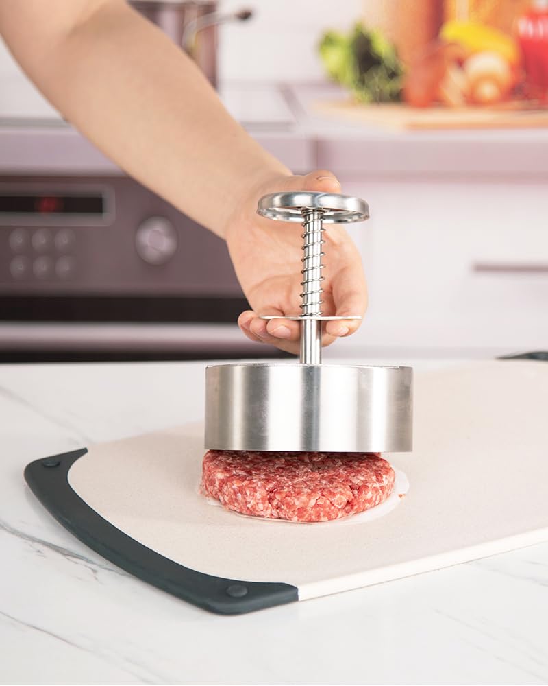 Brigii Burger Press 4.5 inch stainless steel side view