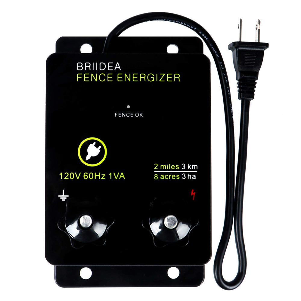briidea Electric Fence Energizer front view with two terminals