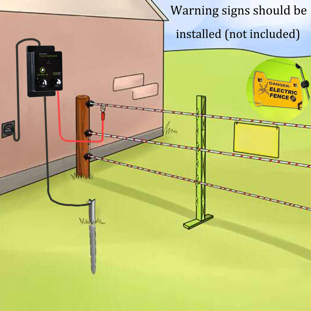 briidea Electric Fence Energizer on a farm setting