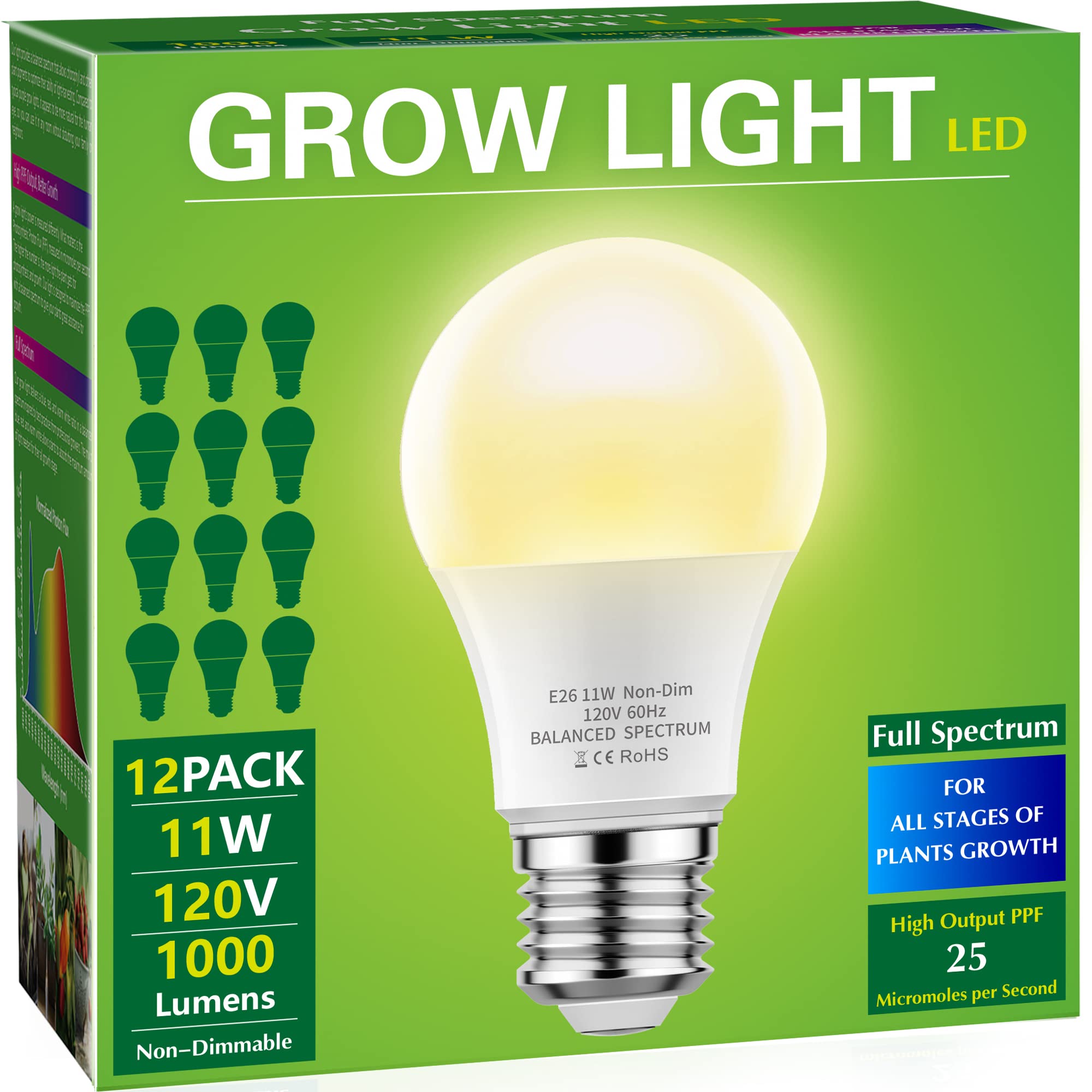 Briignite A19 grow light bulb front view