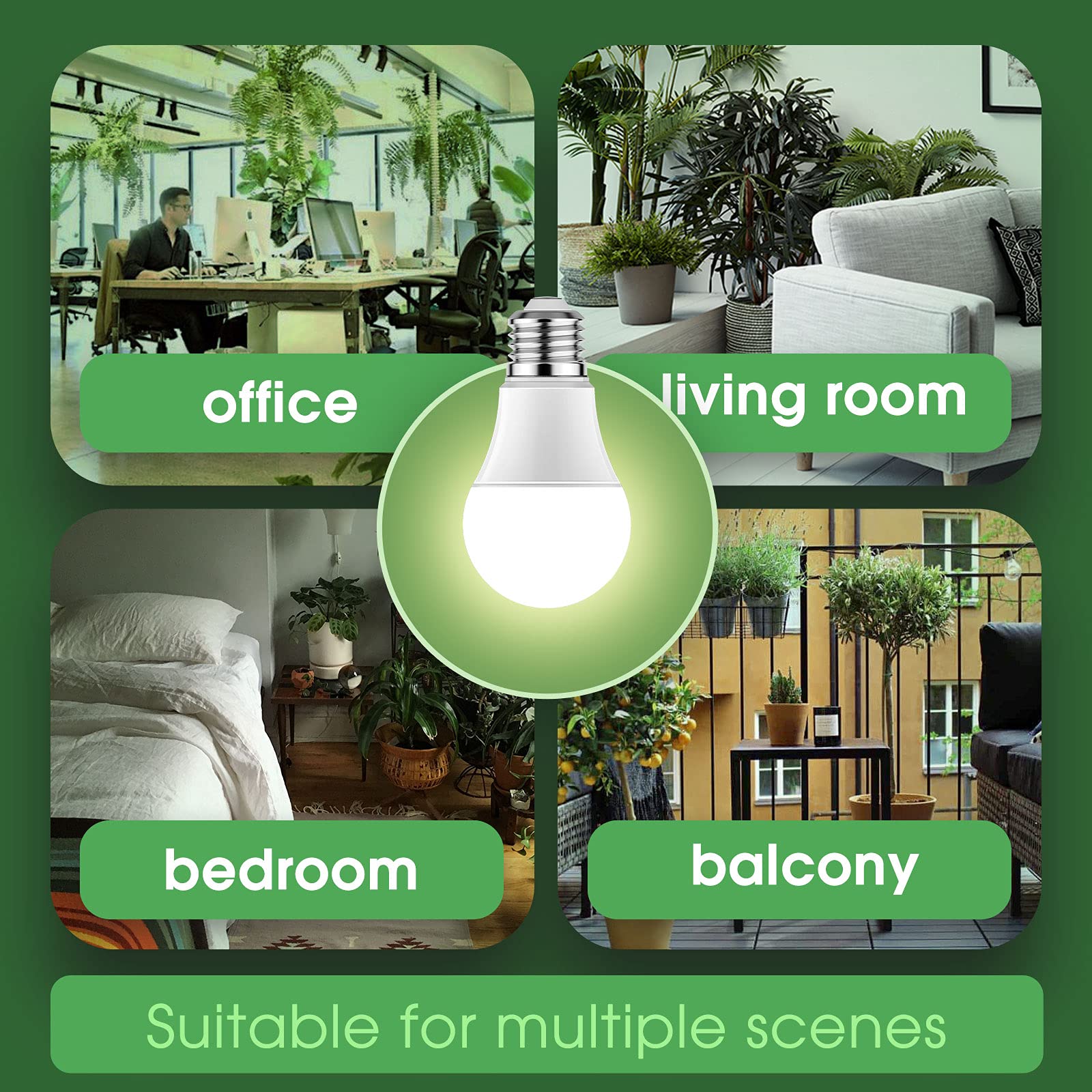 Briignite A19 grow light bulb showing warm light output