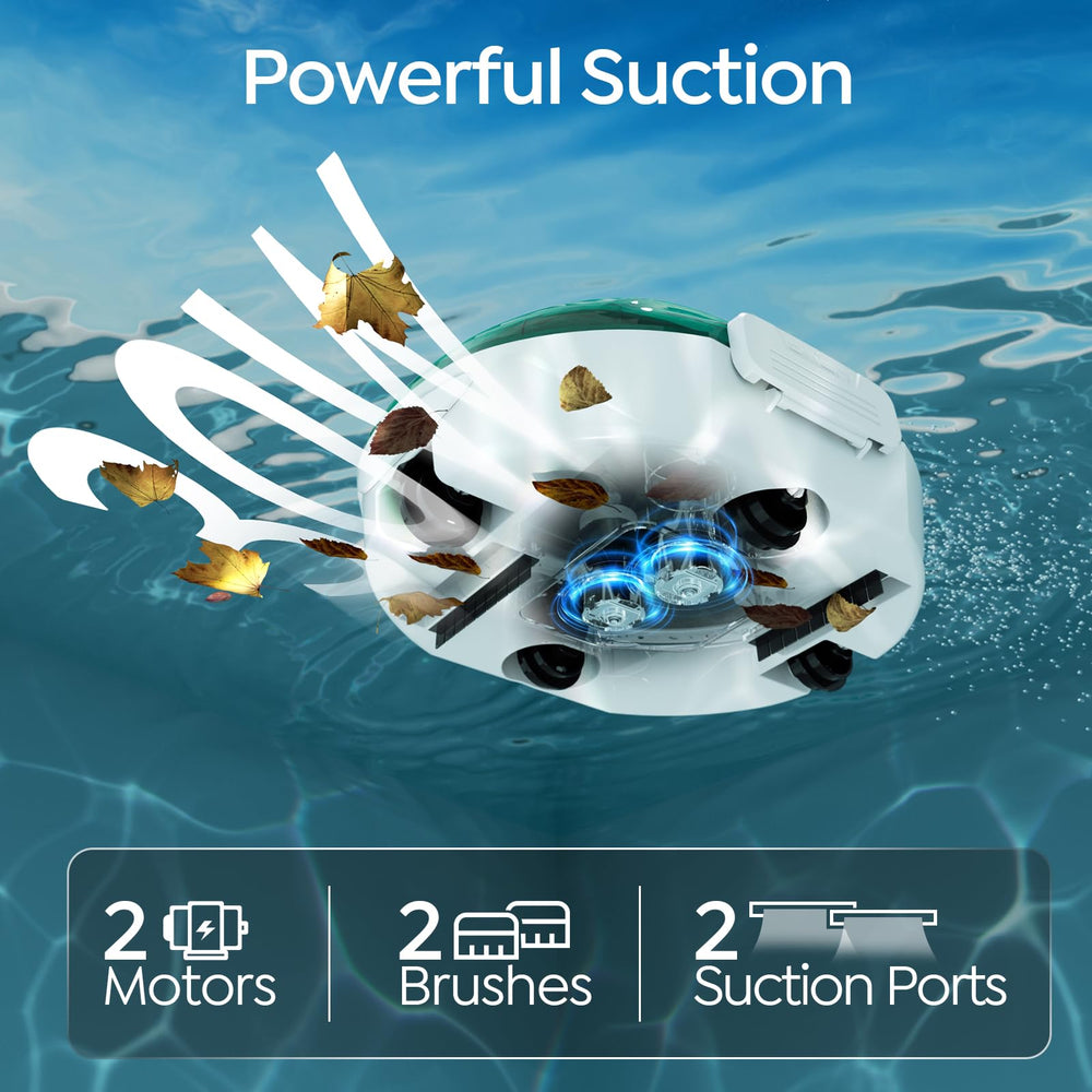 BRINBO S2 Pool Vacuum Robot cleaning debris from pool floor
