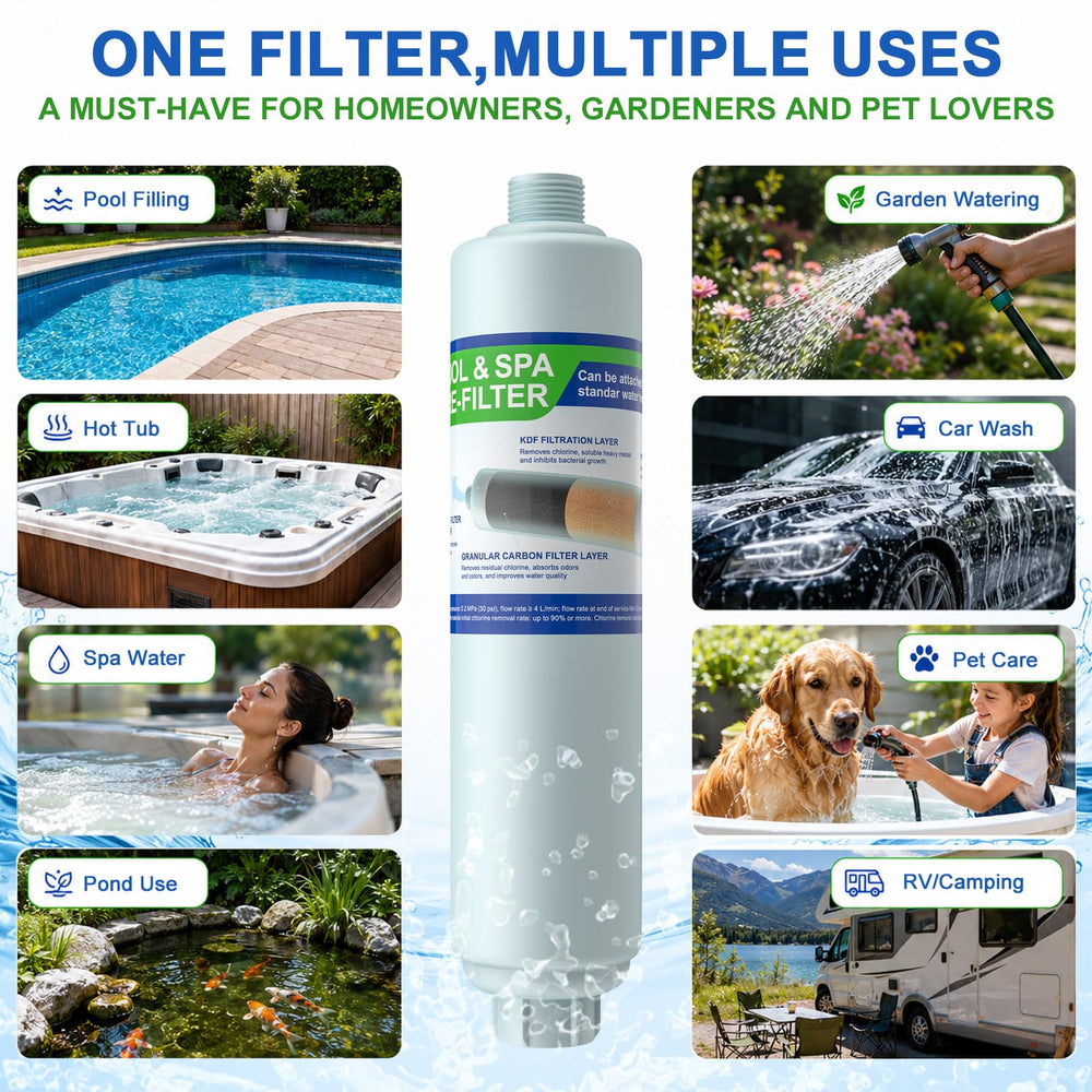 Brinquil Garden Hose Filter filtering water from the hose