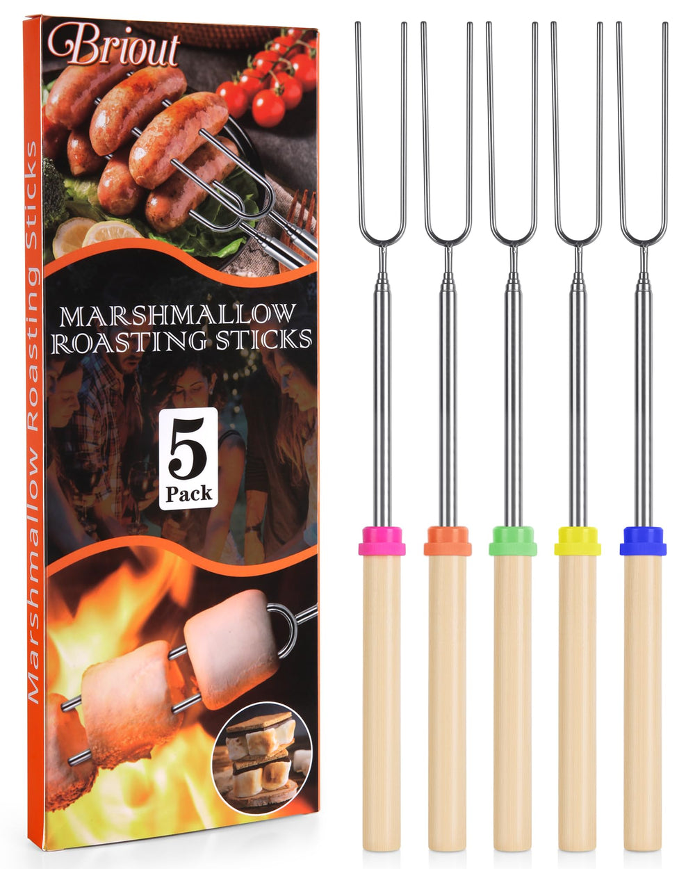 BRIOUT marshmallow roasting sticks 32-inch multicolor set