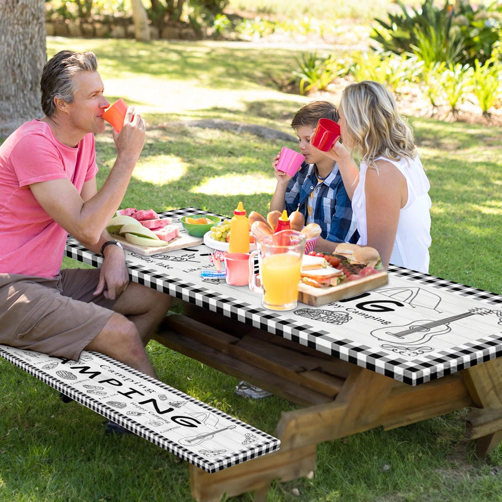 Britown Picnic Table Cover on a table outdoors