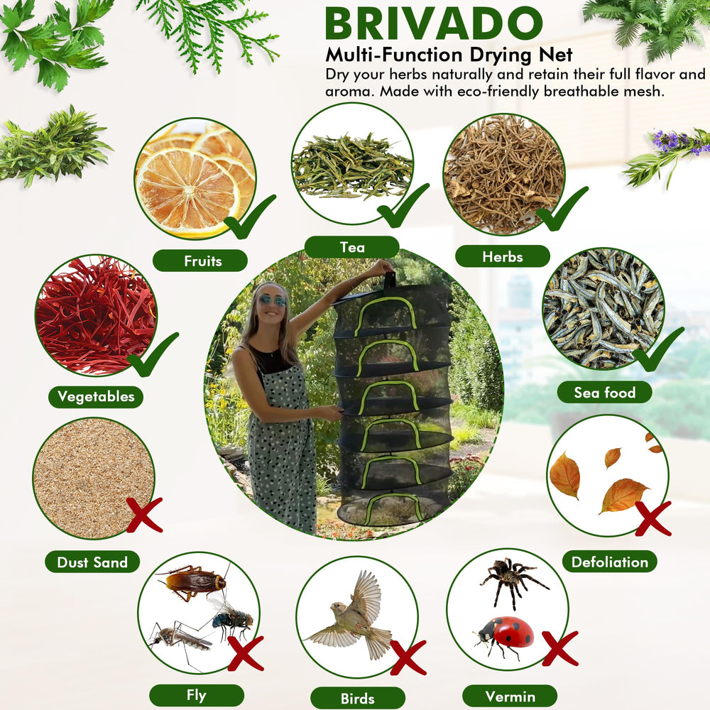BRIVADO Herb Drying Rack in use with fresh herbs