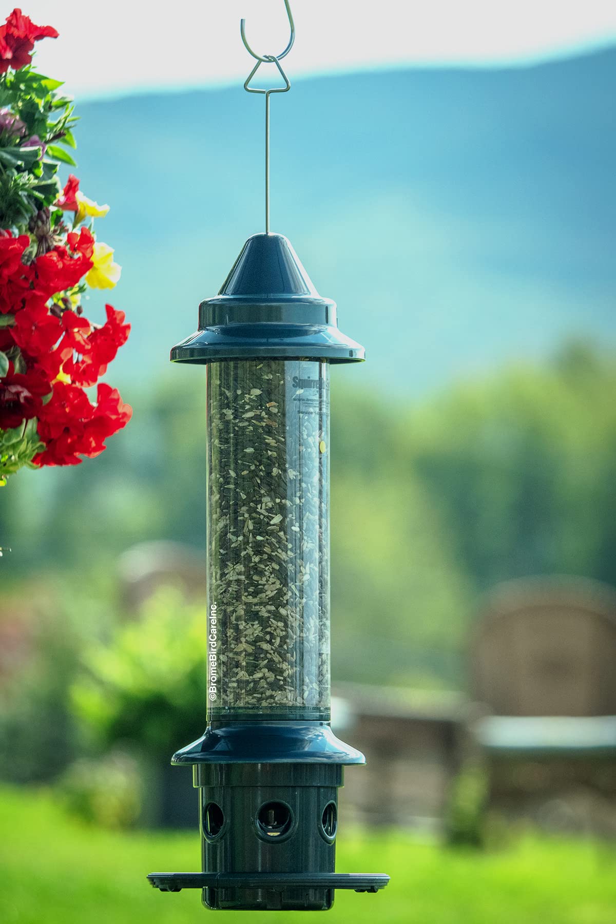 Brome Squirrel Buster Plus feeder showing weight-adjustable mechanism