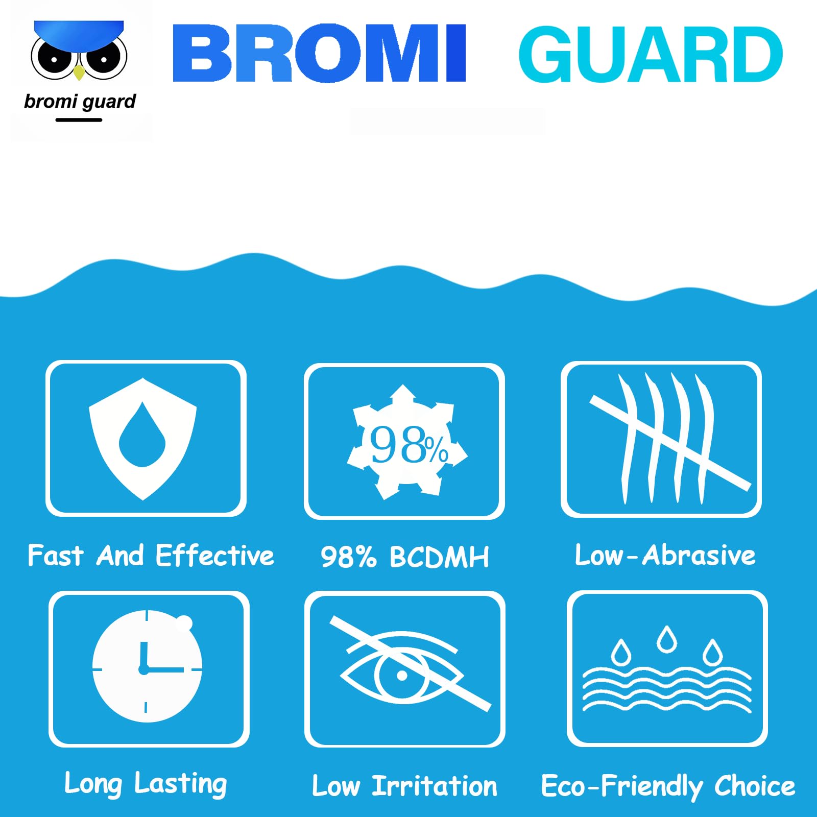 BROMIGUARD bromine tablets on a table with spa accessories