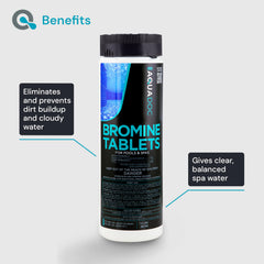 Bromine Tablets in a spa floater with water background
