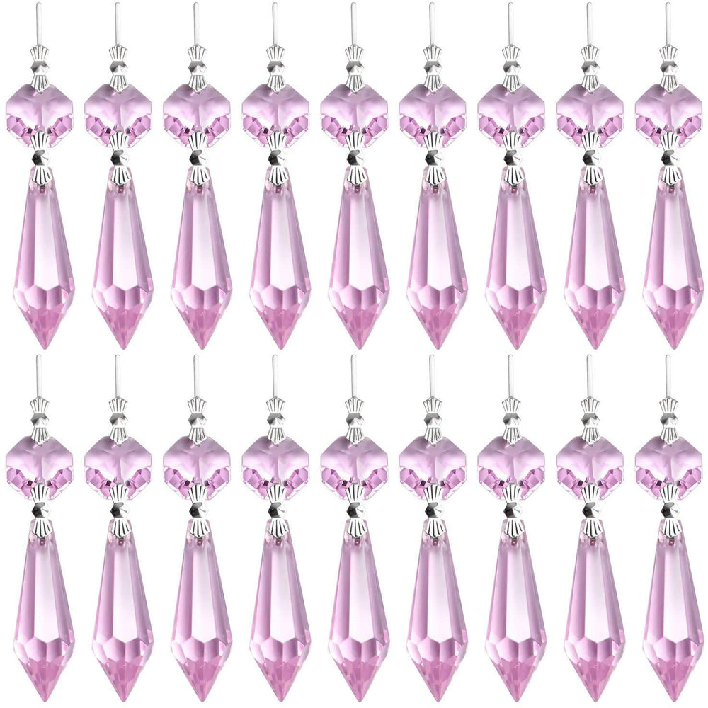 BronaGrand chandelier icicle prisms pink front view