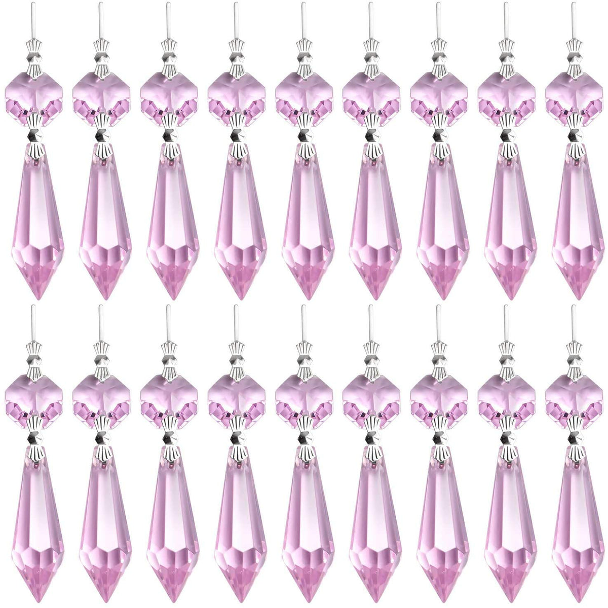 BronaGrand chandelier icicle prisms pink front view