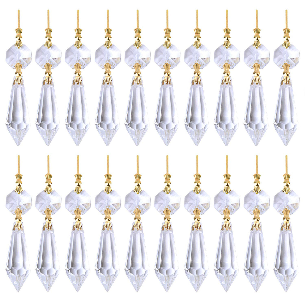 BronaGrand clear crystal chandelier prism with gold connector