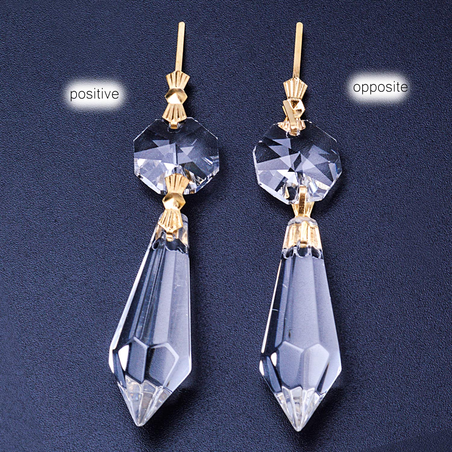 BronaGrand crystal prisms with gold bow tie connectors